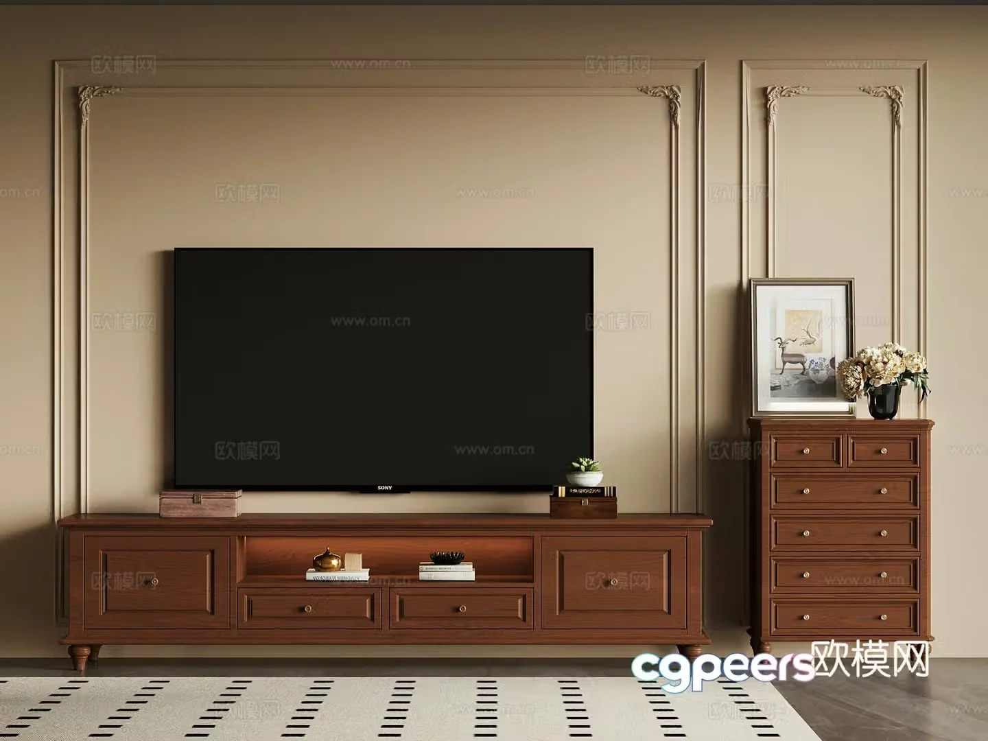 TV cabinet French medieval style TV cabinet 3D model