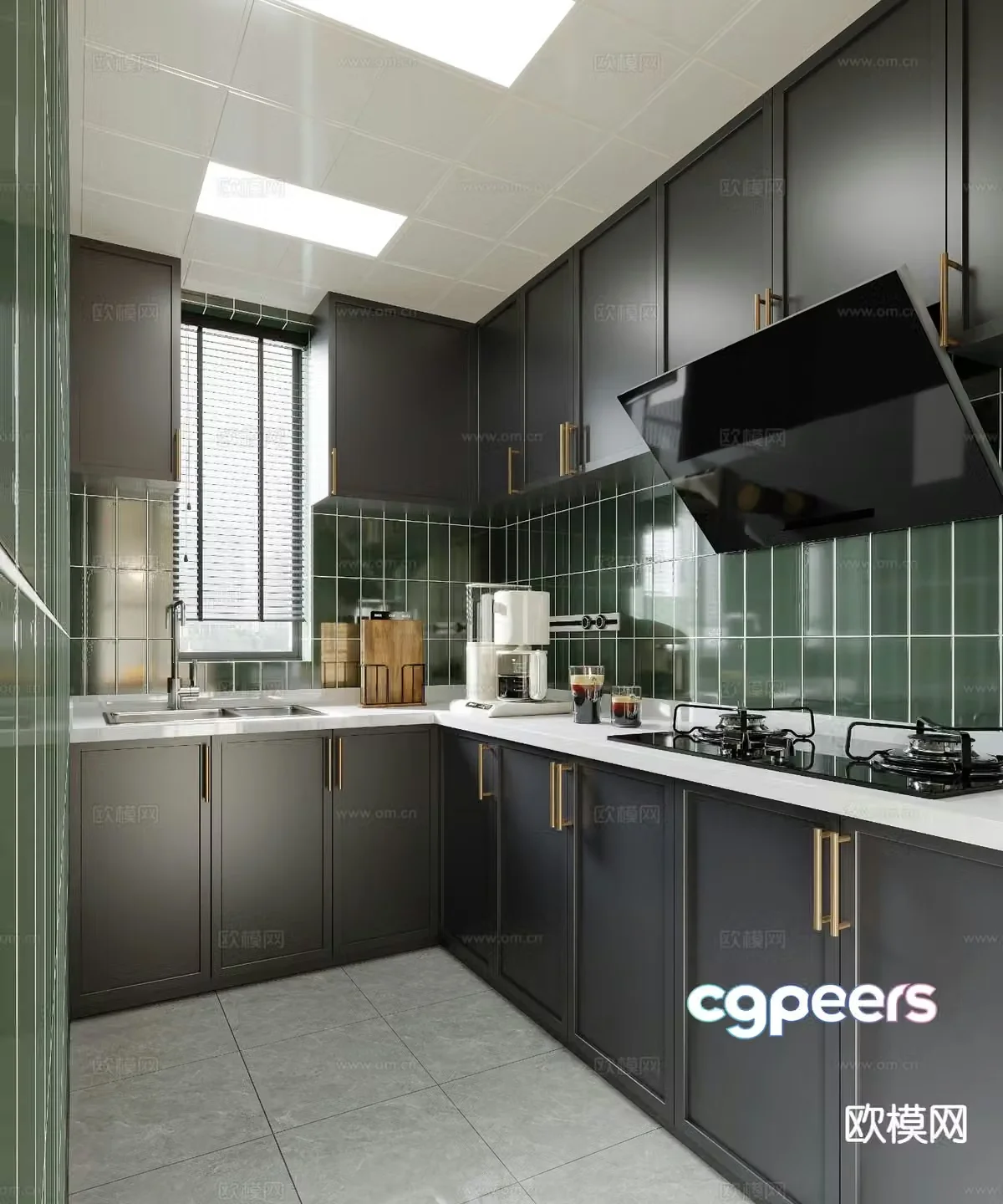 American retro kitchen 3d model
