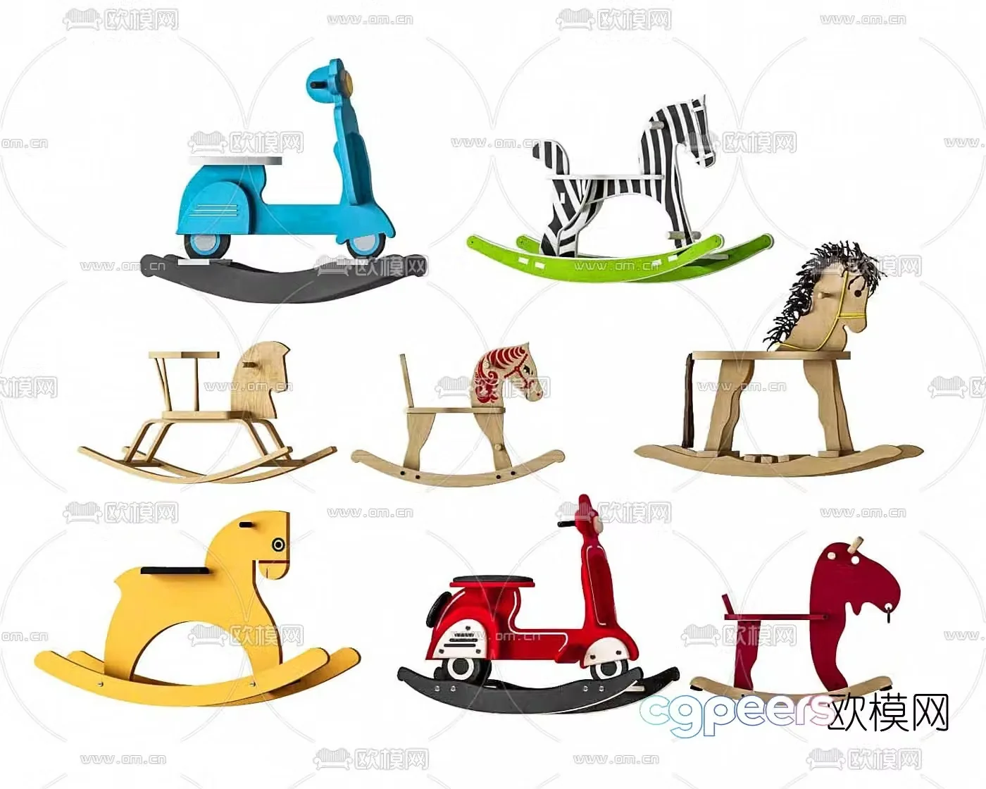 Modern children’s rocking horse toy 3d model