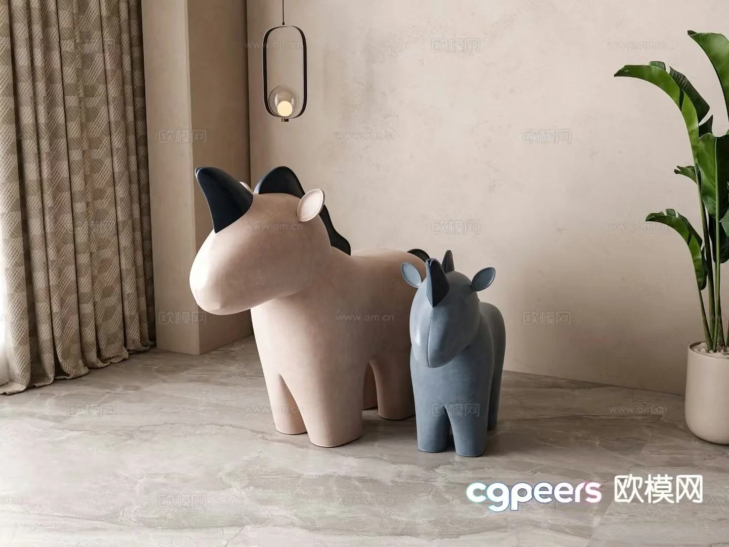 Cartoon toy rhino doll 3d model
