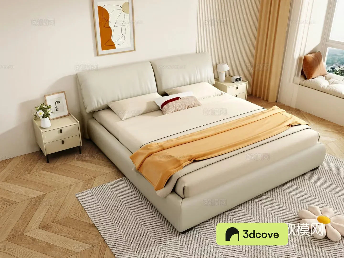 Cream style double bed