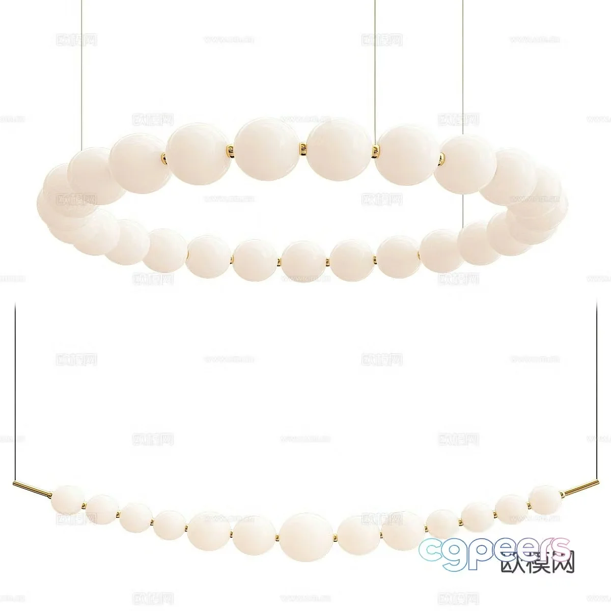 Cream style chandelier ring chandelier 3d model