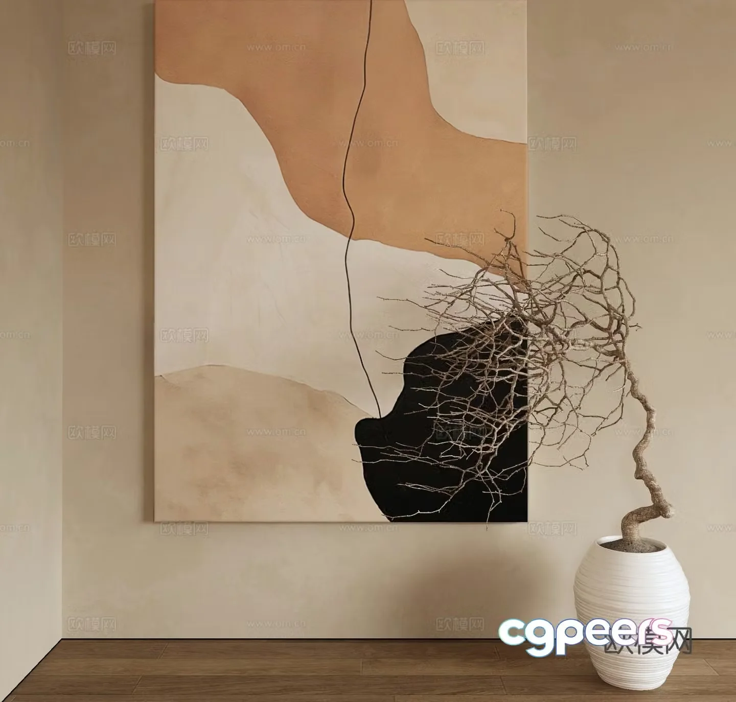 Modern decorative painting art painting abstract painting 3d model