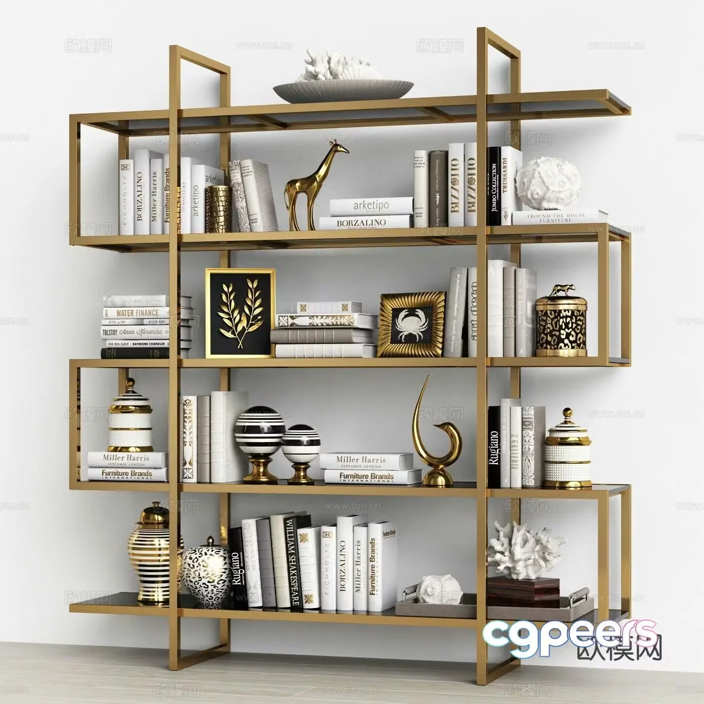 Light luxury bookcase bookshelf 3d model