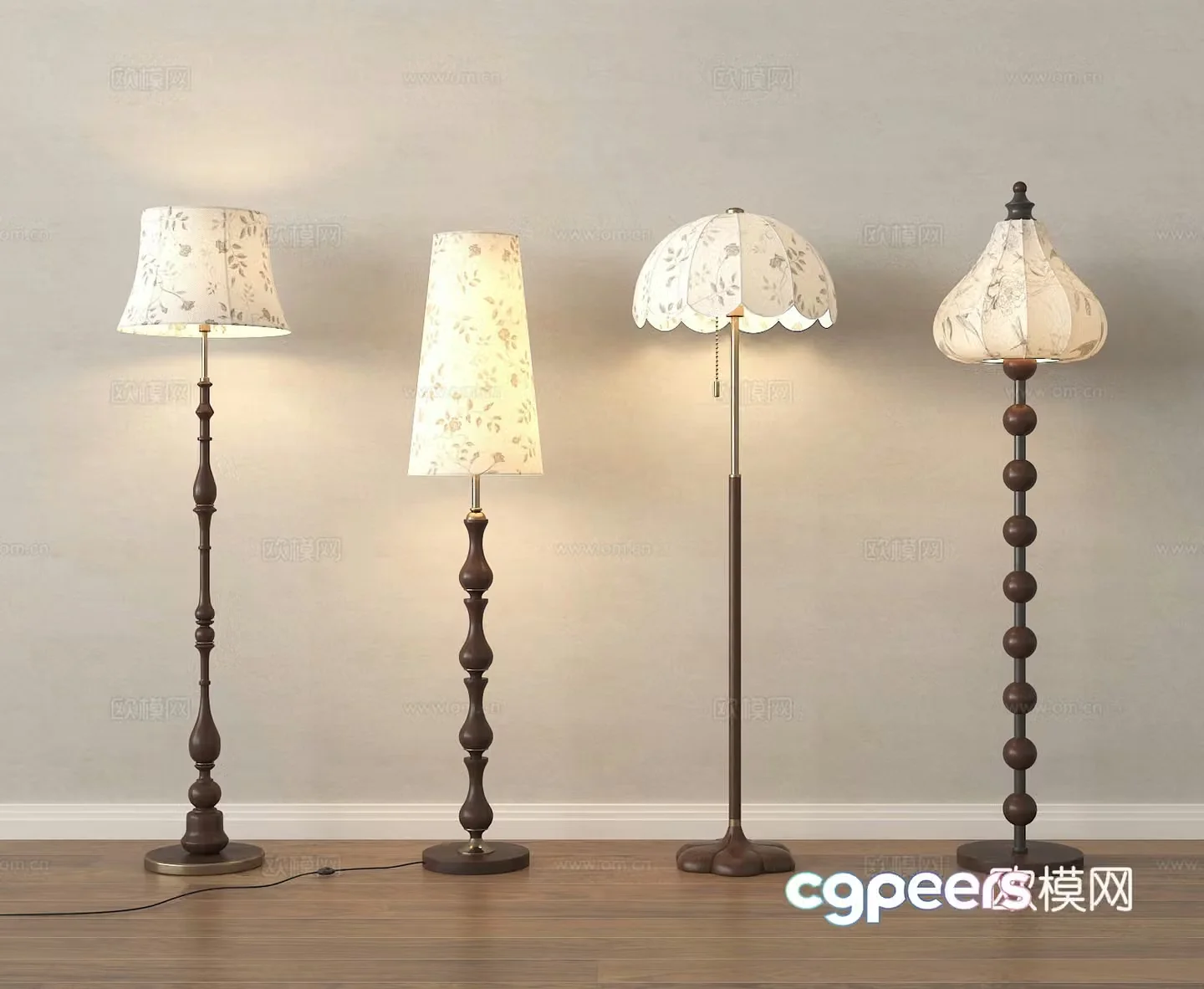 Middle-aged floor lamp 3d model