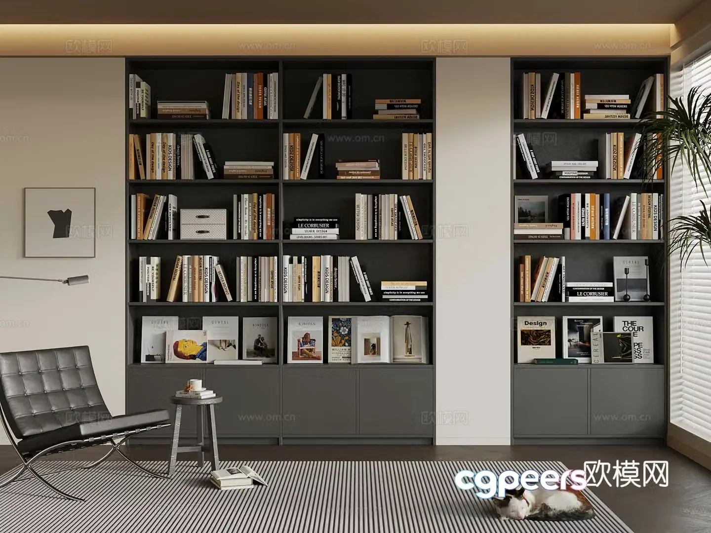 Modern bookcase leisure chair 3d model
