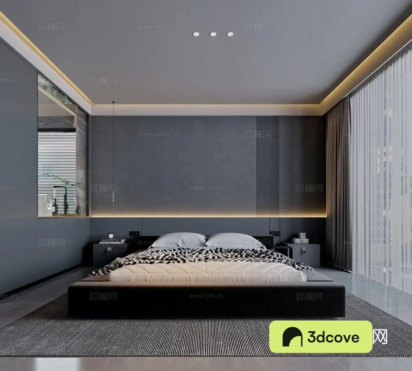 Dark wind modern bedroom