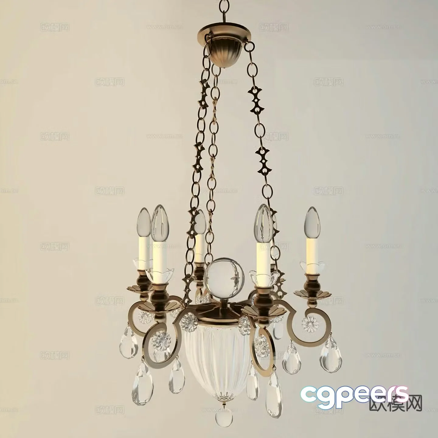 European style candlestick lamp indoor chandelier 3d model