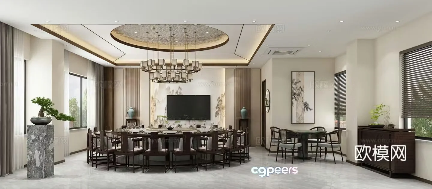 New Chinese restaurant private room 3D model