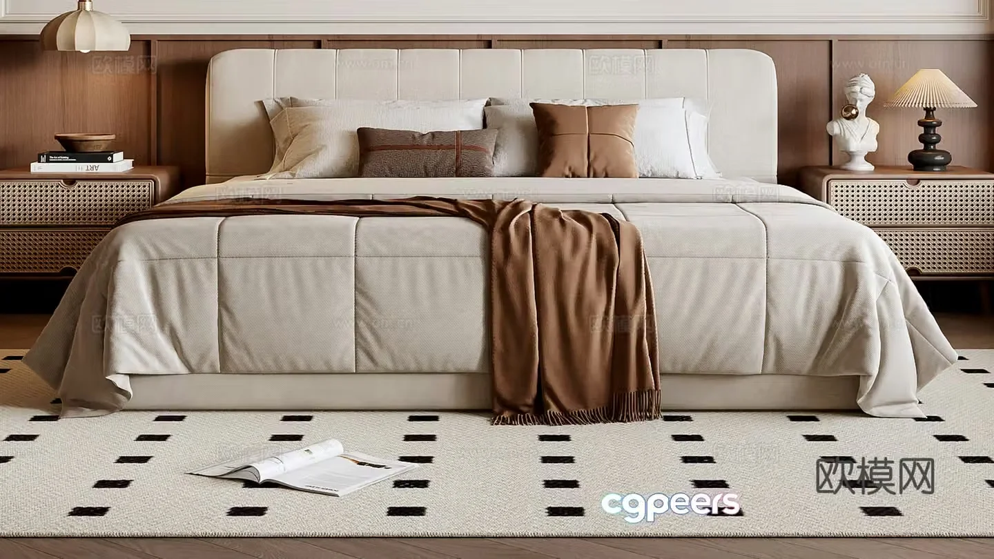 Middle-aged double bed 3D model