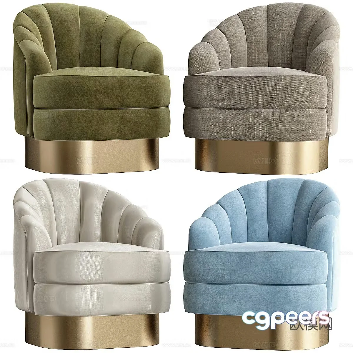 Modern light luxury shell casual sofa 3D model
