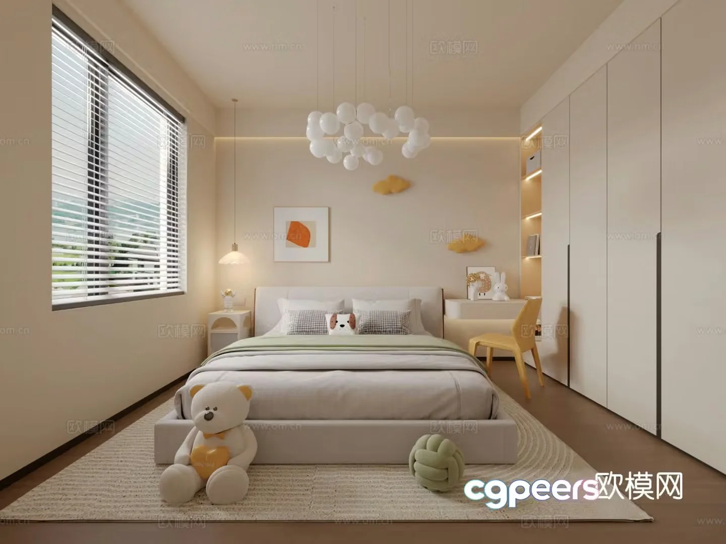 Creamy children’s room children’s room second bedroom 3D model