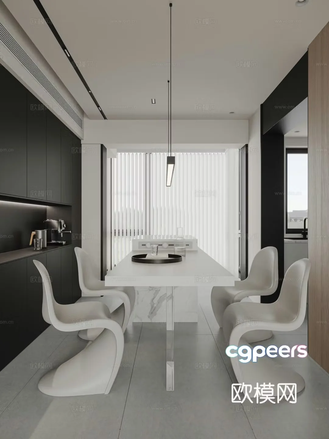 Premium gray restaurant 3d model