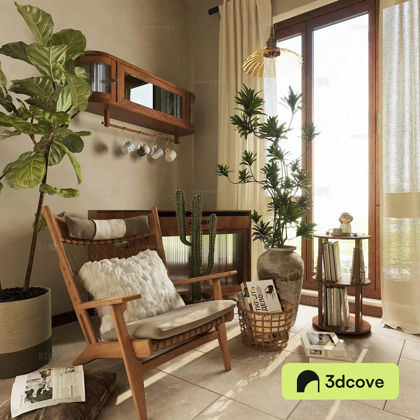 Medium style leisure chair Medium style decoration cabinet Solid wood single chair Warehouse Storage cabinet Medium style side cabinet 3D model