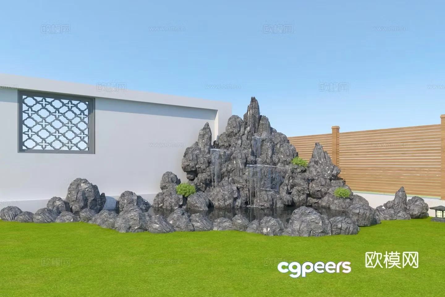 New Chinese style rockery waterscape 3D model