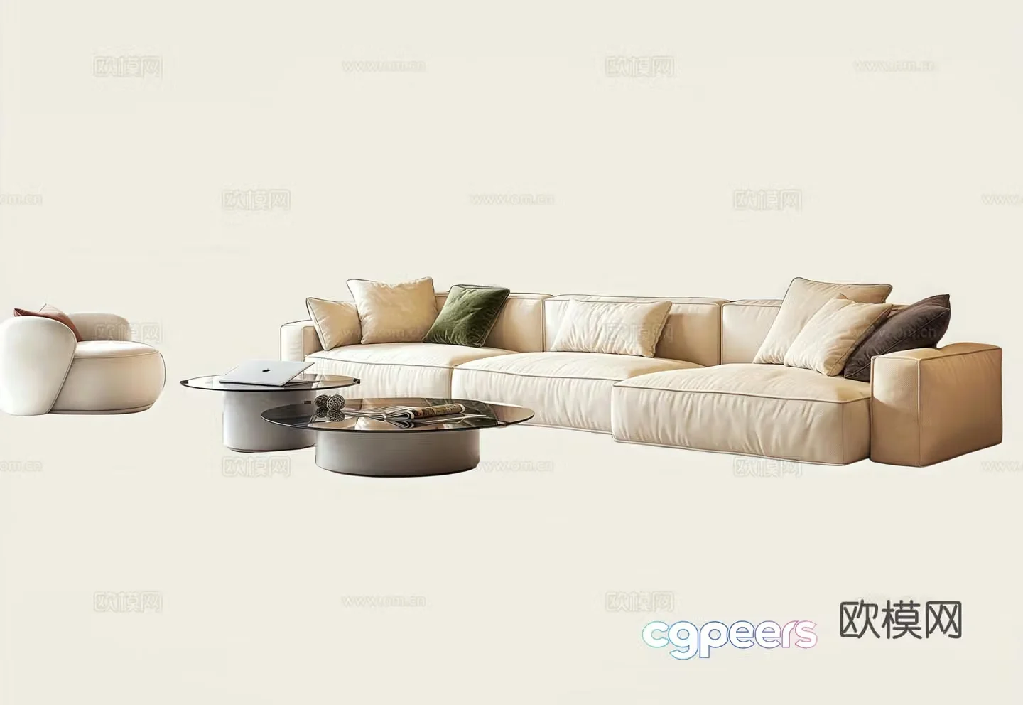 Modern Italian sofa coffee table combination multi-person sofa lazy sofa coffee table 3D model