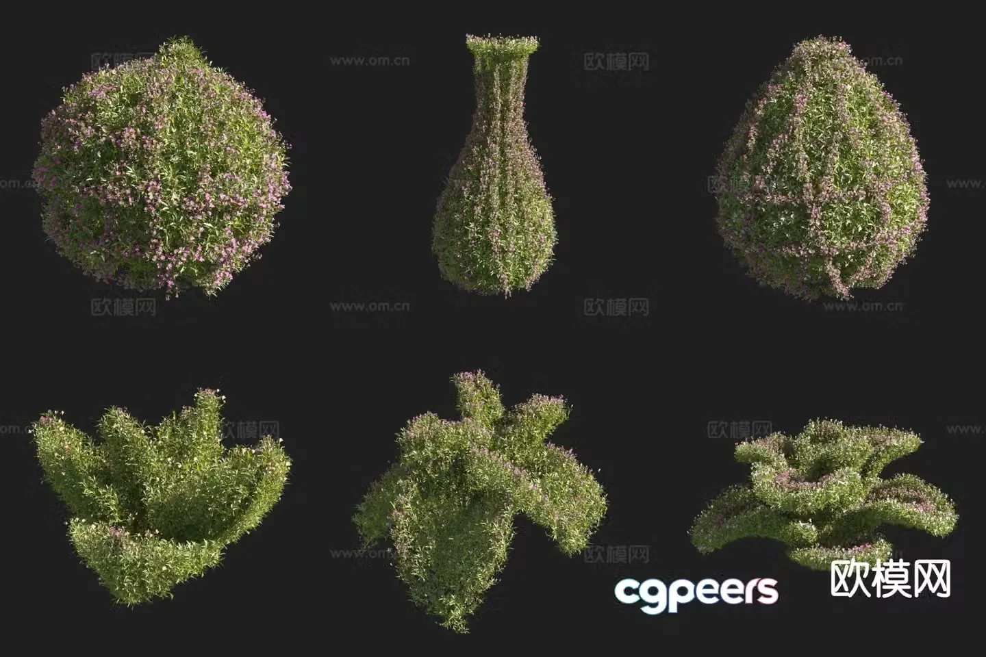 Pansy-shaped bush 3d model