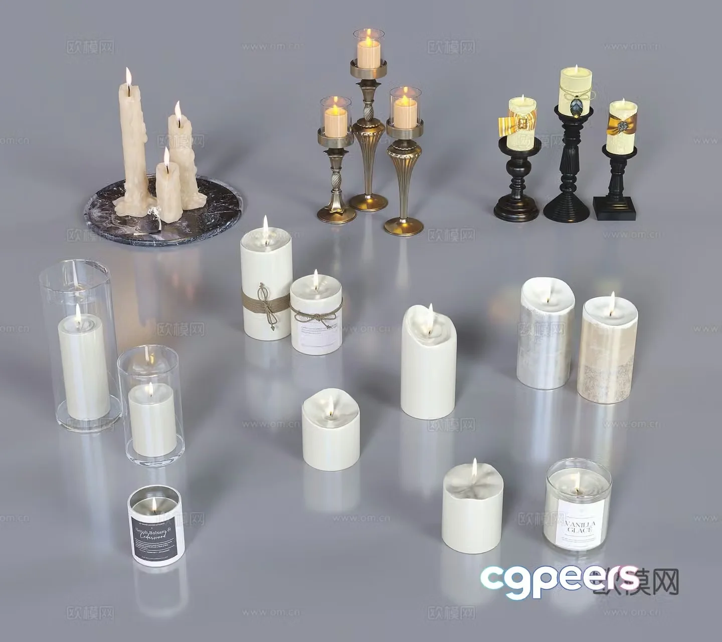 Modern candle wax stand glass candle 3d model