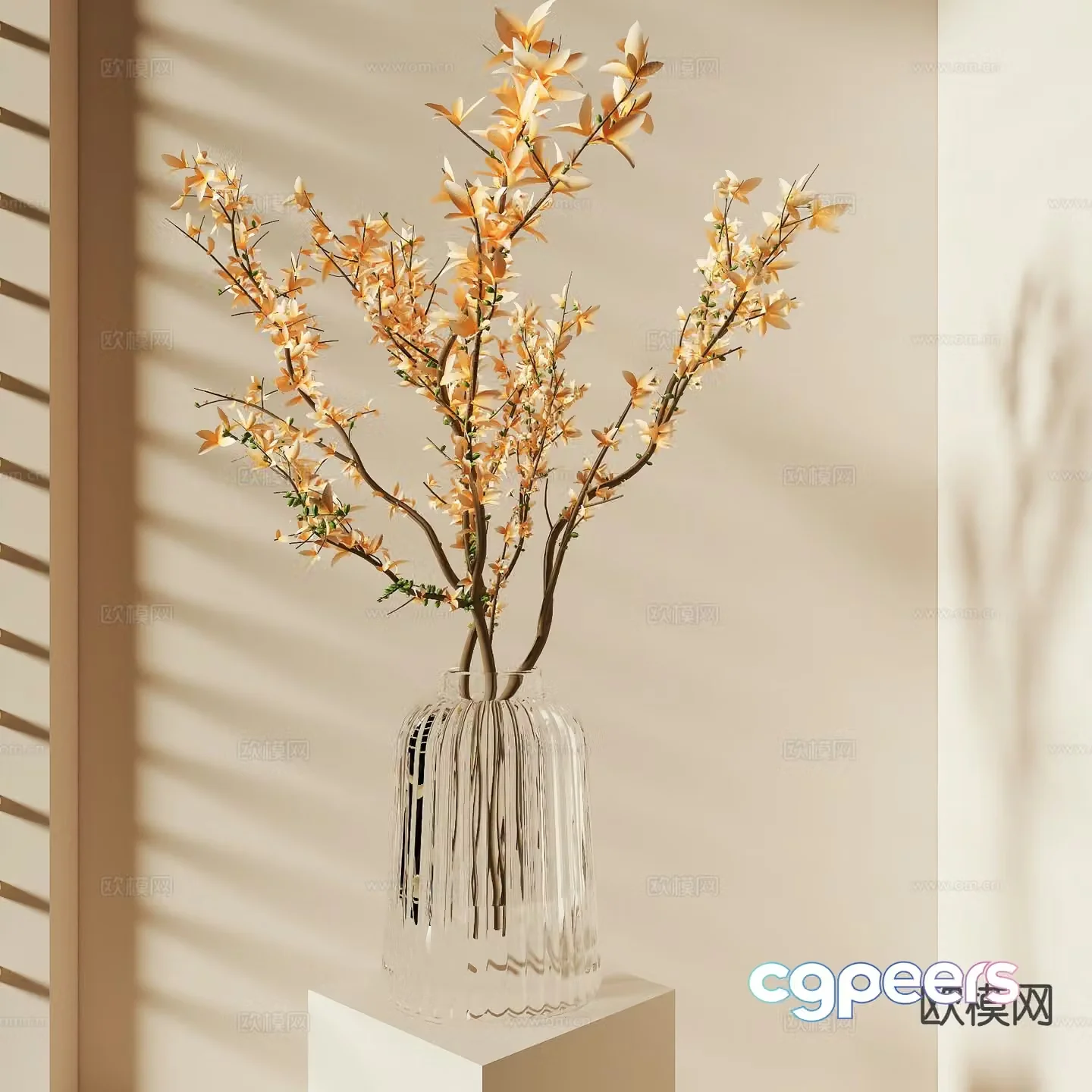 Cream style vase floral arrangement flower arrangement 3d model
