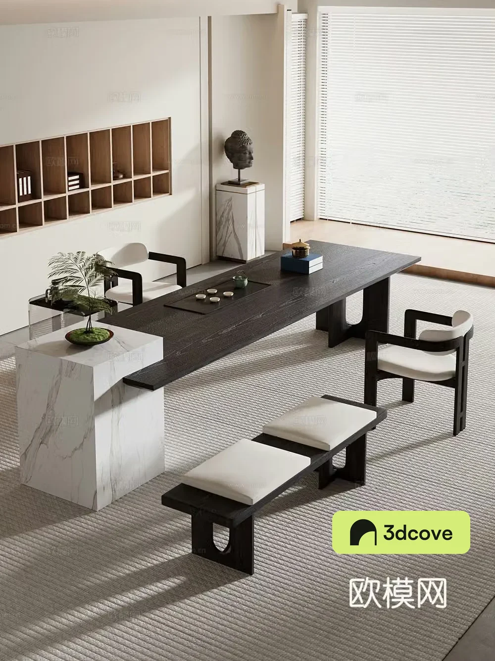 Creamy large plate table tea table and chair combination tea table tea room tea table balcony tea table