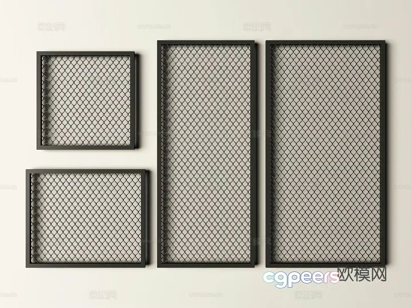 Modern barbed wire fence fence guardrail 3d model