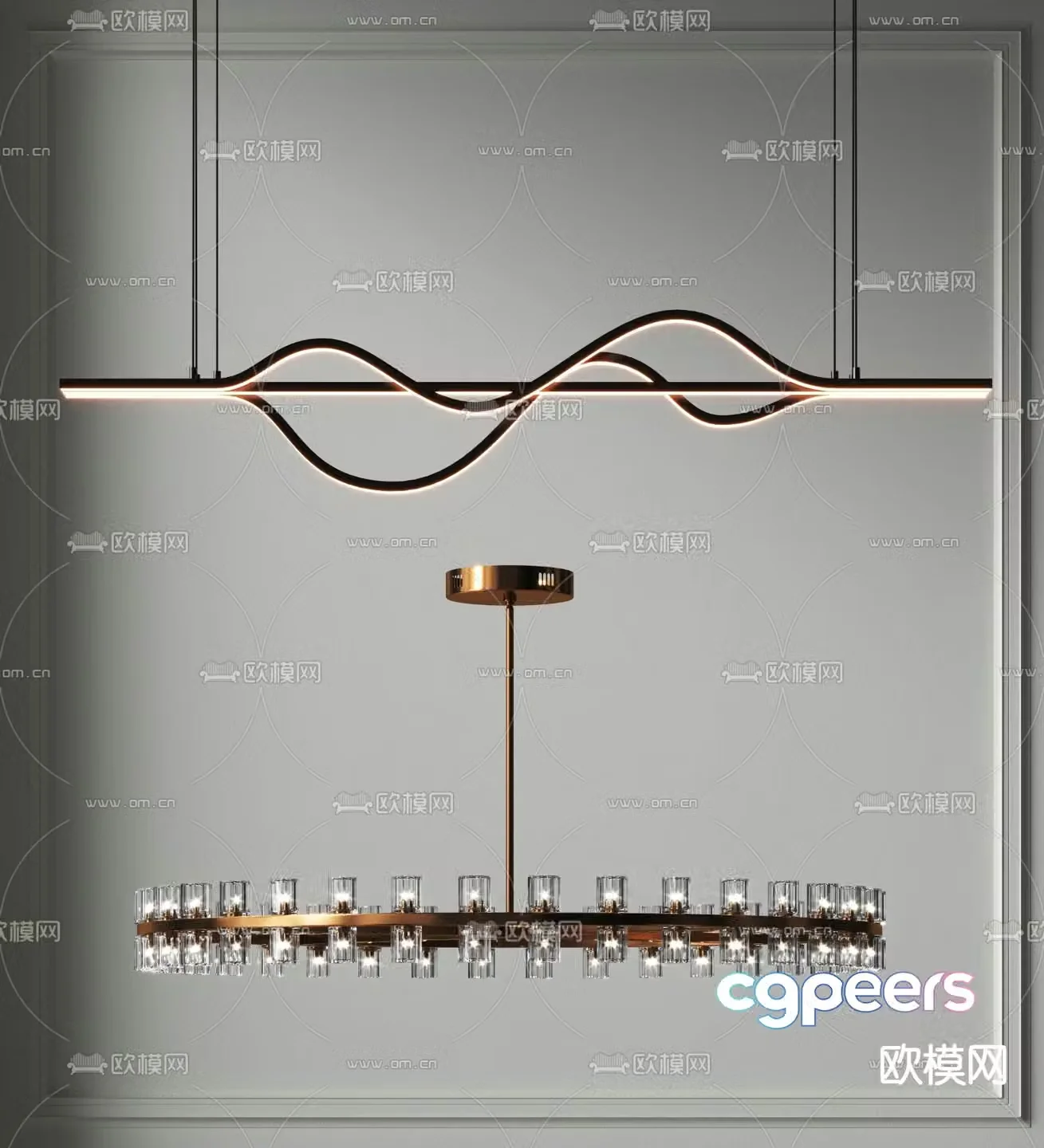 Metal crystal chandelier 3d model