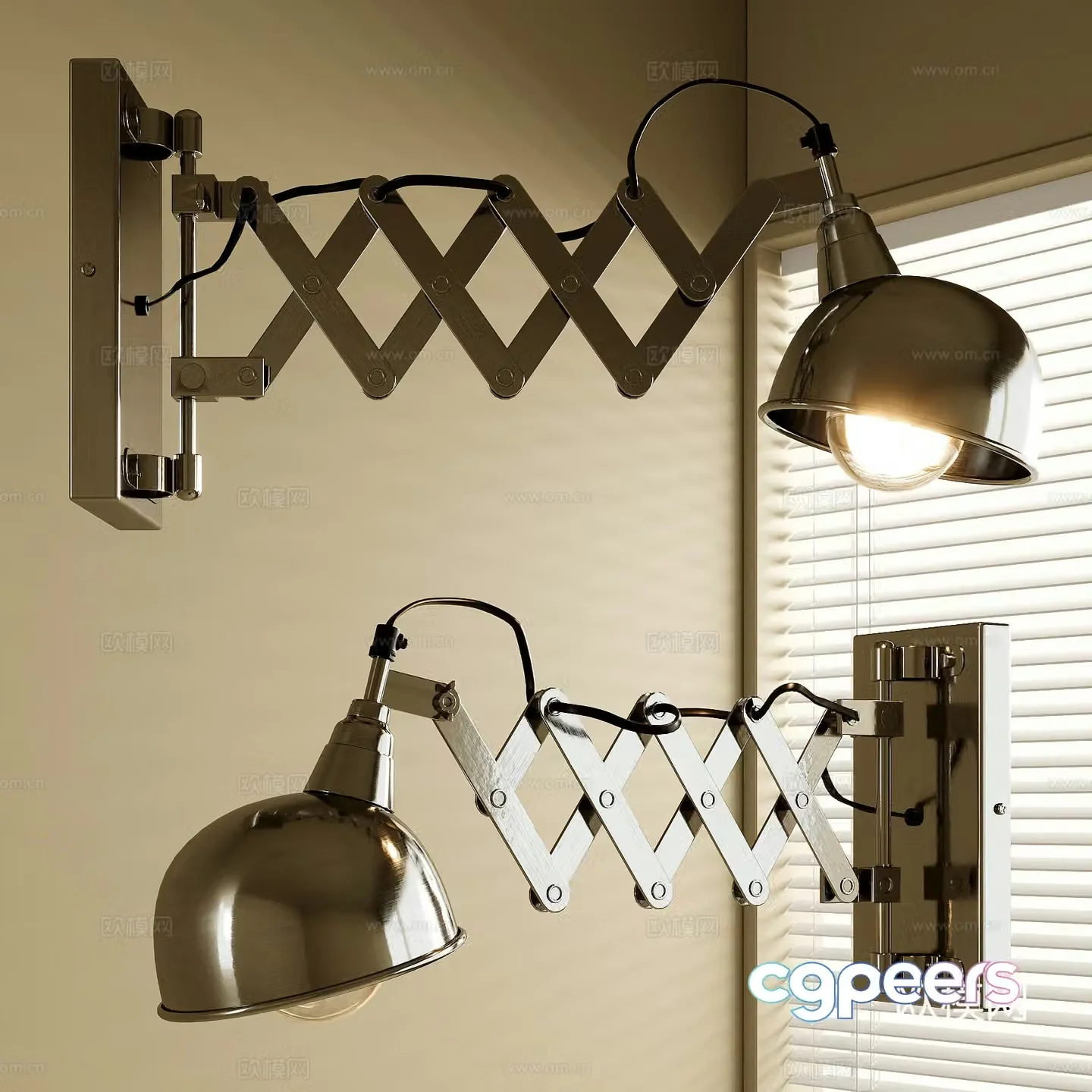 Industrial style metal wall lamp 3d model