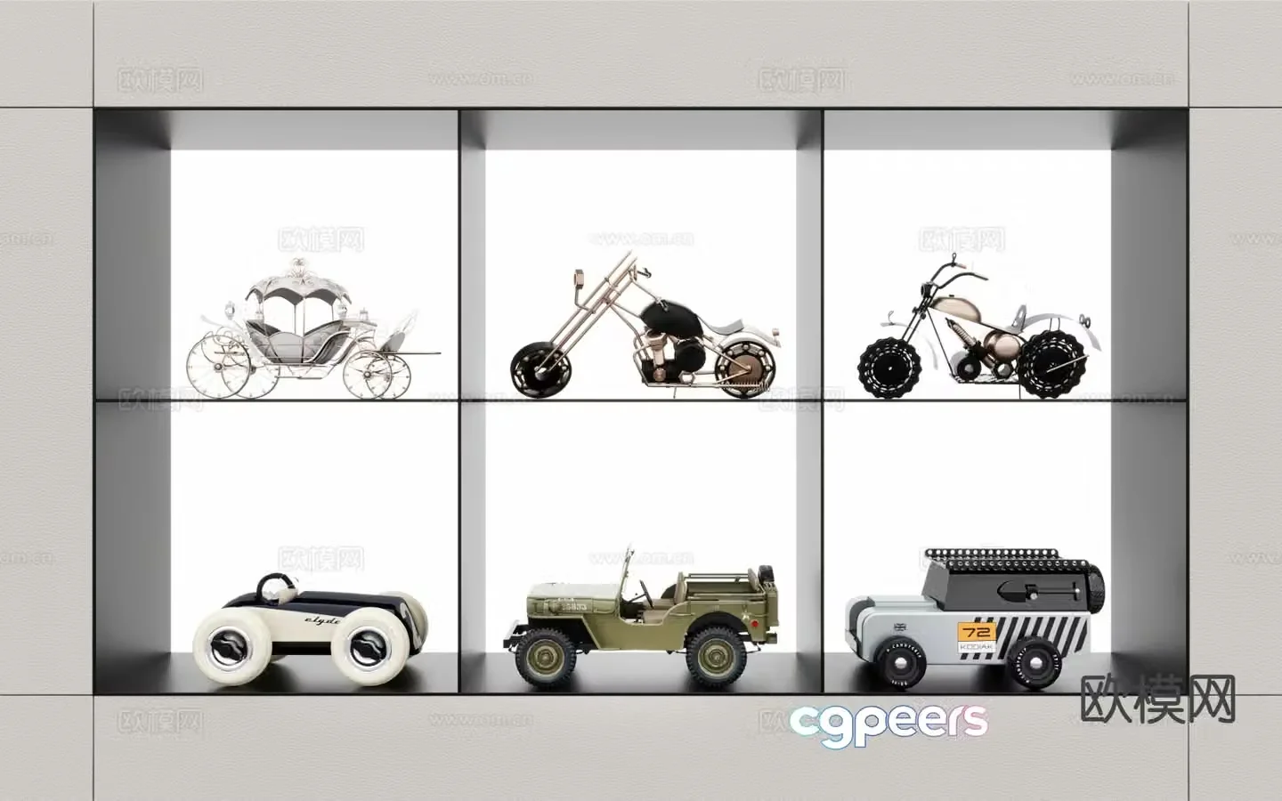 Motorcycle trendy toys truck sculptures hand-made ornaments 3D model