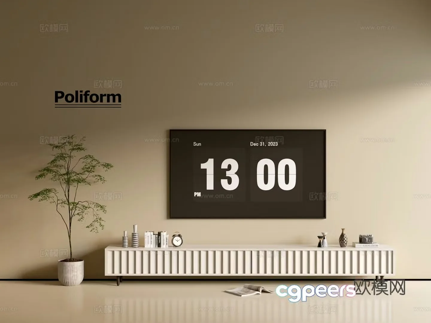 Modern cream-air TV cabinet chest of cabinets ins-style minimalist wind cabinet whole cabinet sideboard 3D model