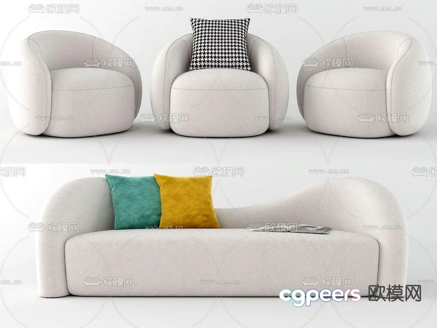 Modern fabric sofa 3d model