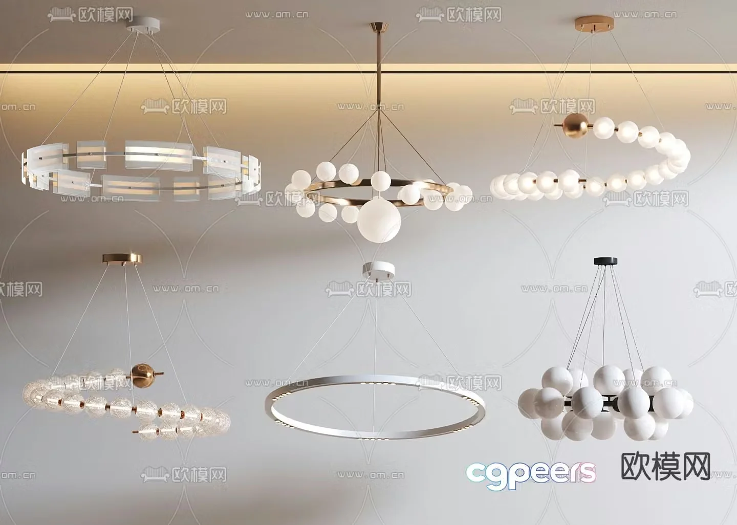 Ring chandelier hall chandelier 3d model