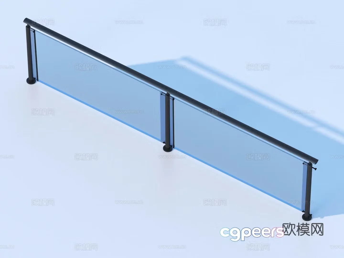 Glass Rail Handrail Fence Guardrail Railing 3d Model
