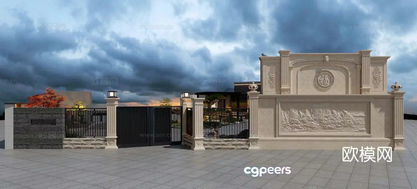 European style wall 3d model