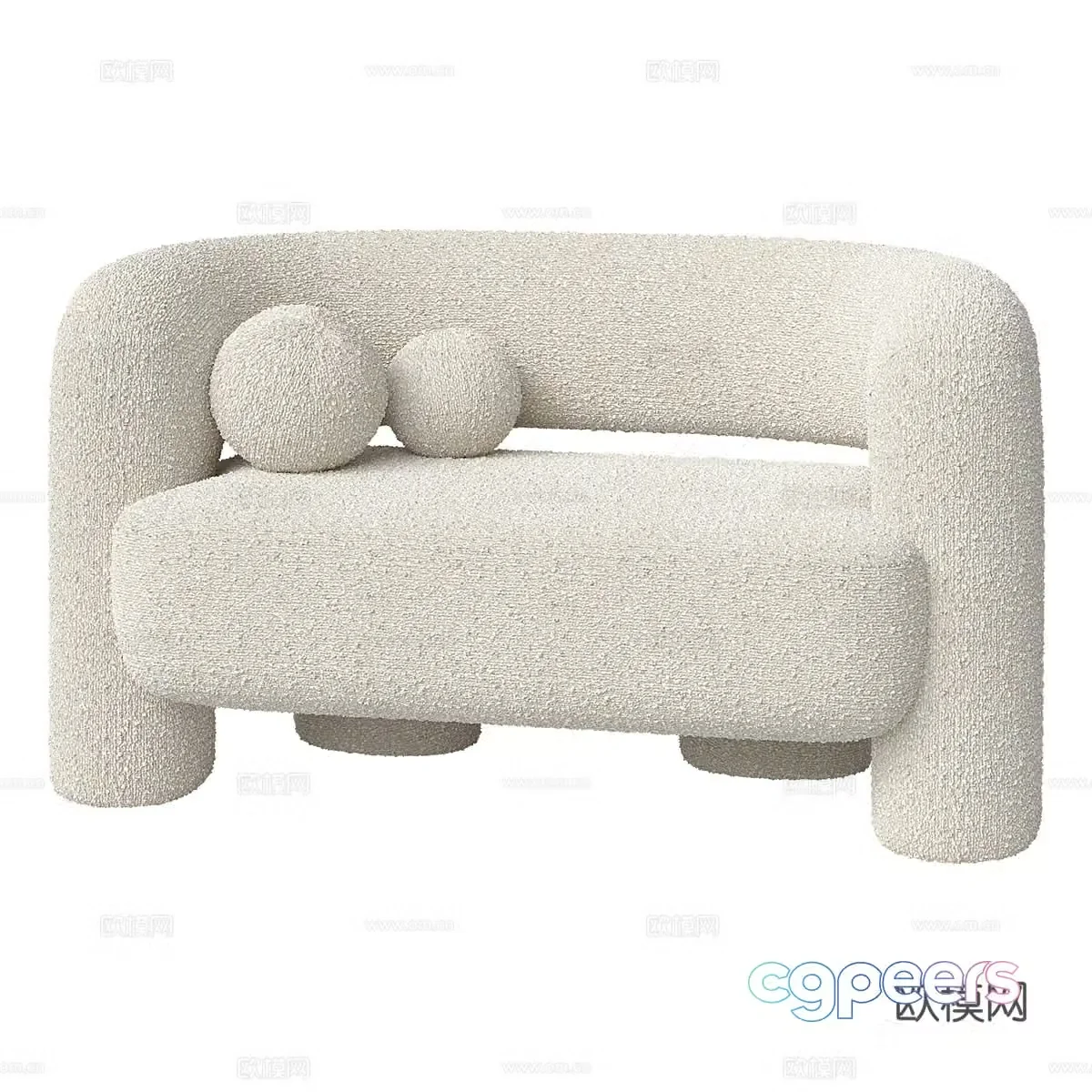 Modern simple double sofa Double sofa Simple sofa Living room sofa 3D model