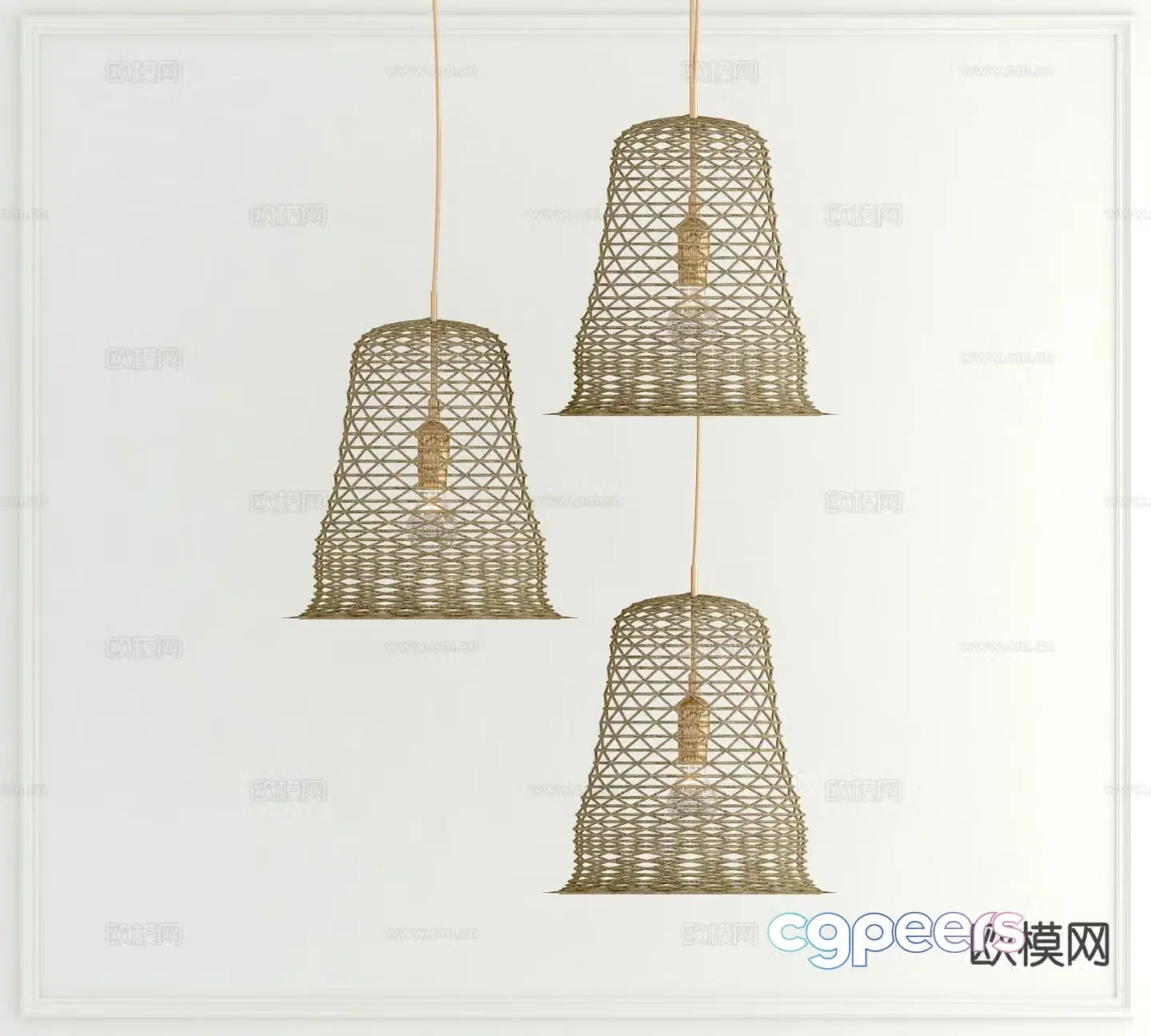 Wabi-sabi chandelier bamboo chandelier 3d model