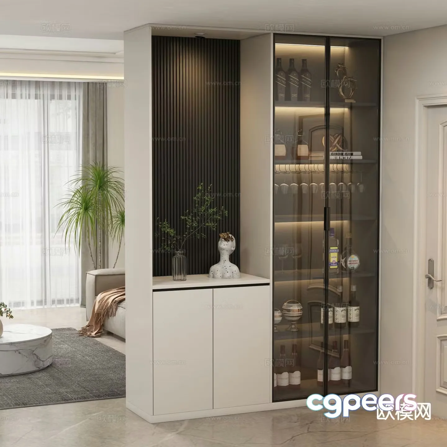 Modern entryway cabinet shoe cabinet 3d model