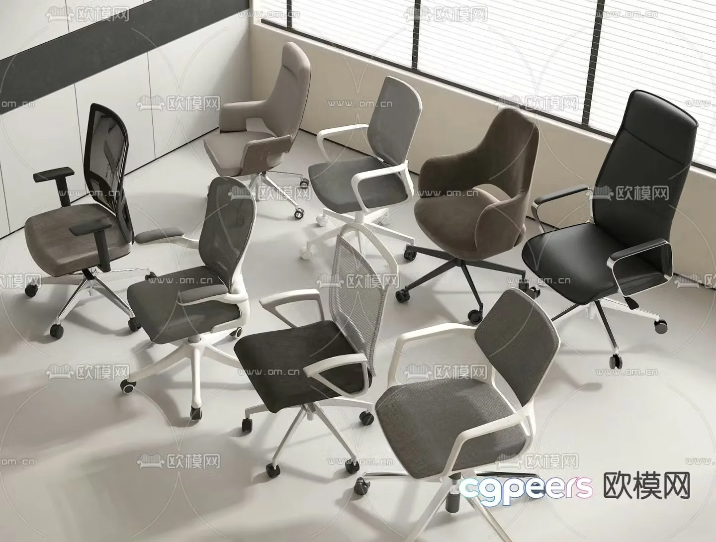 Modern office chair swivel chair leisure chair 3d model