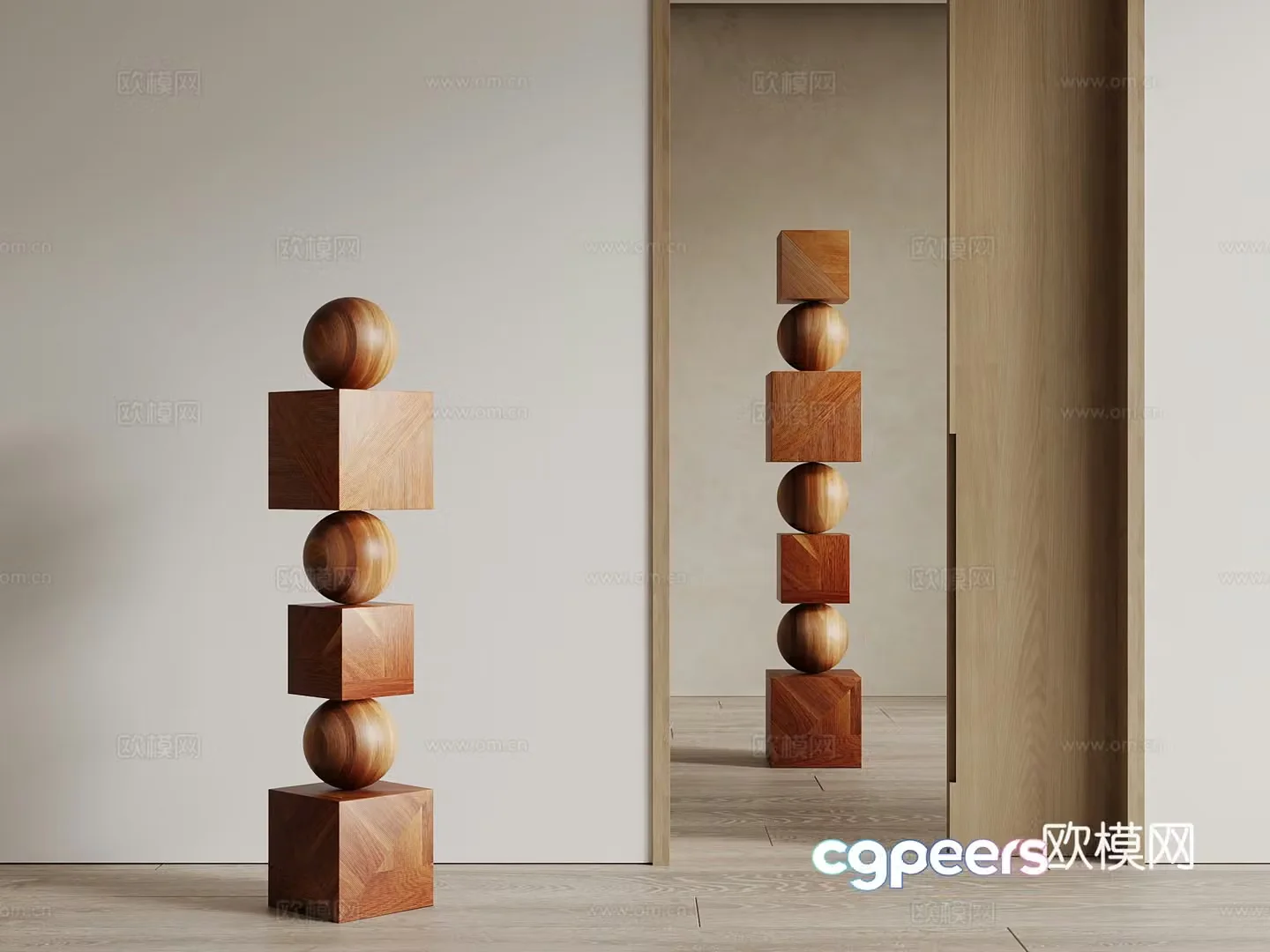 Modern geometric stacked sculpture 3d model
