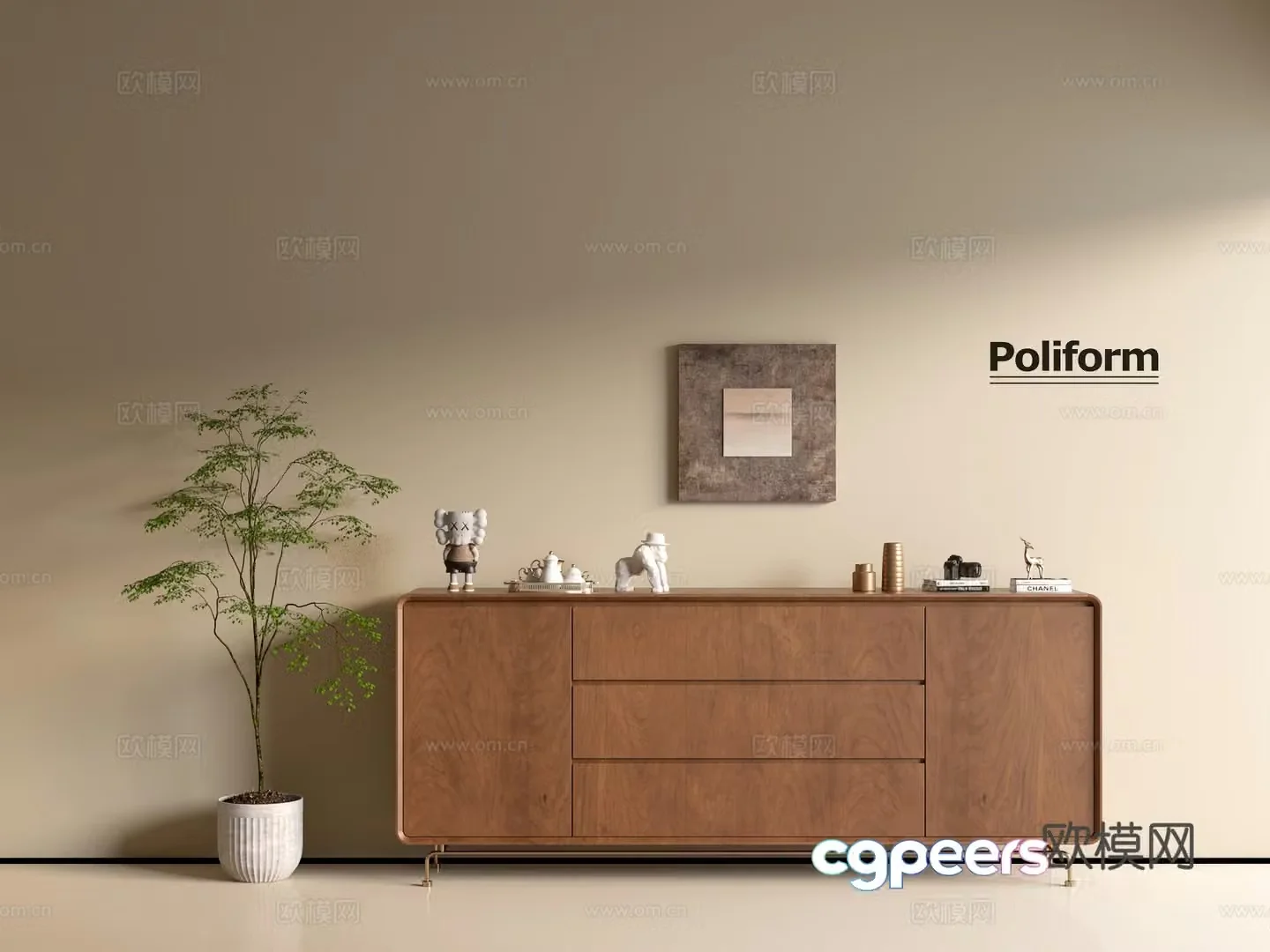 Modern wood grain cabinet ins wind minimalist wind cabinet whole cabinet sideboard balcony cabinet storage 3D model