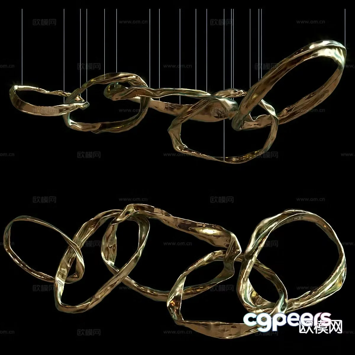 Art chandelier ring chandelier 3d model