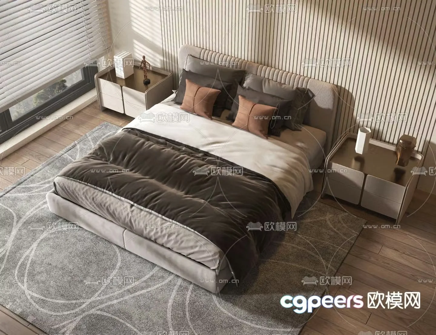 Modern double bed 3d model