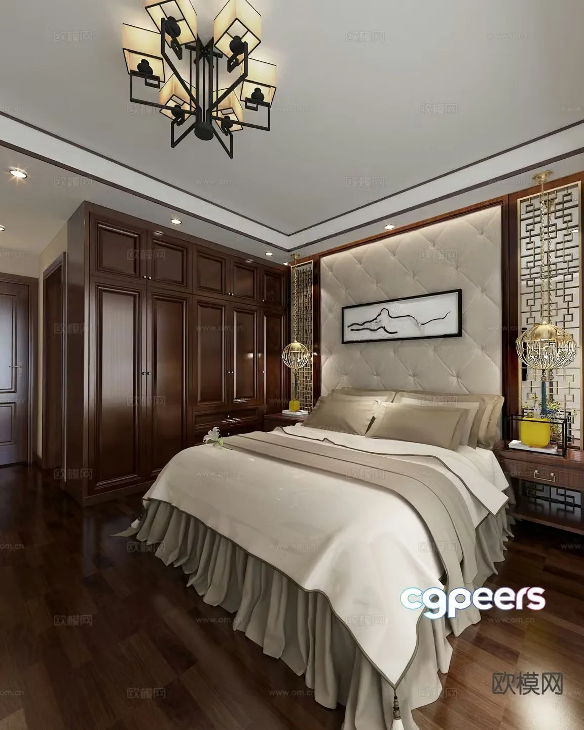 New Chinese style bedroom master room 3d model