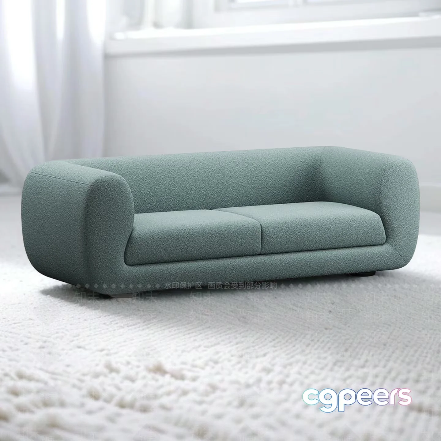 Modern Light Blue Sofa 3D Model – 22806 – VRAY Render