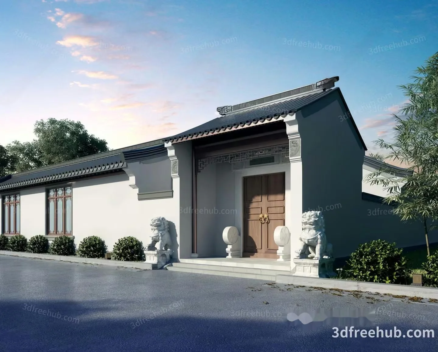 A 3D Rendering Of A Building With A Chinese-Inspired Architectural Style 3D Model – 19667 – VRAY Render