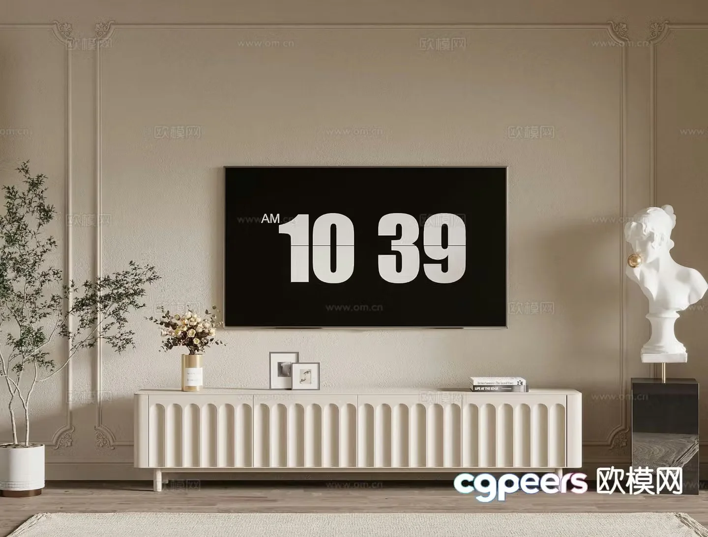 Cream style TV cabinet 3d model