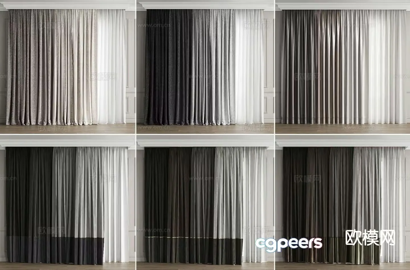 Simple curtain window screen gauze curtain 3d model