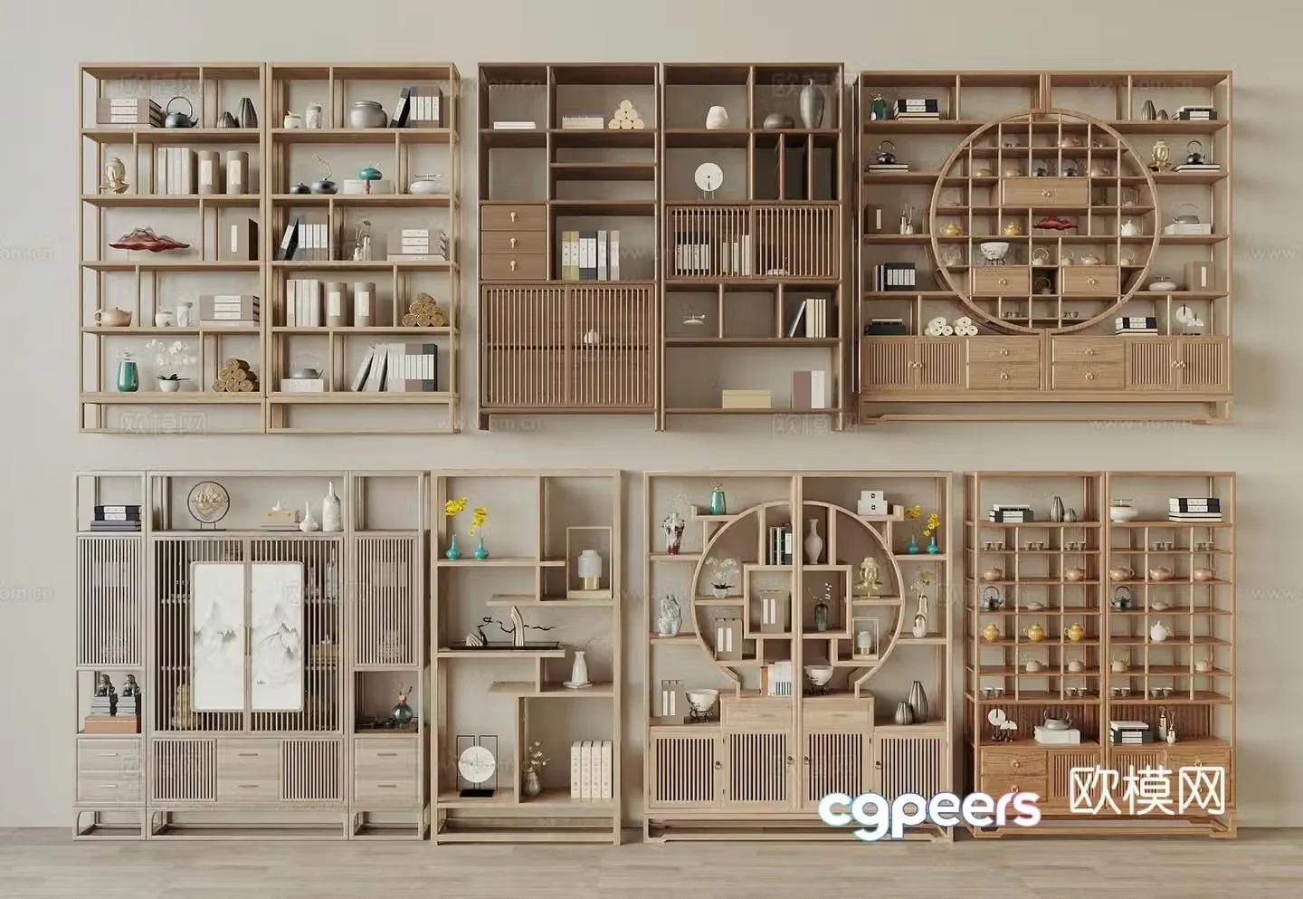 New Chinese style 3D model of Bo Gu shelf