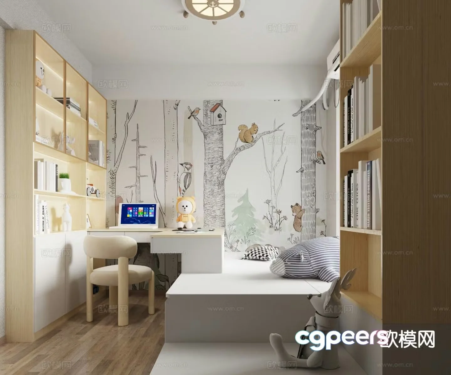 Modern children’s room tatami bedroom 3d model