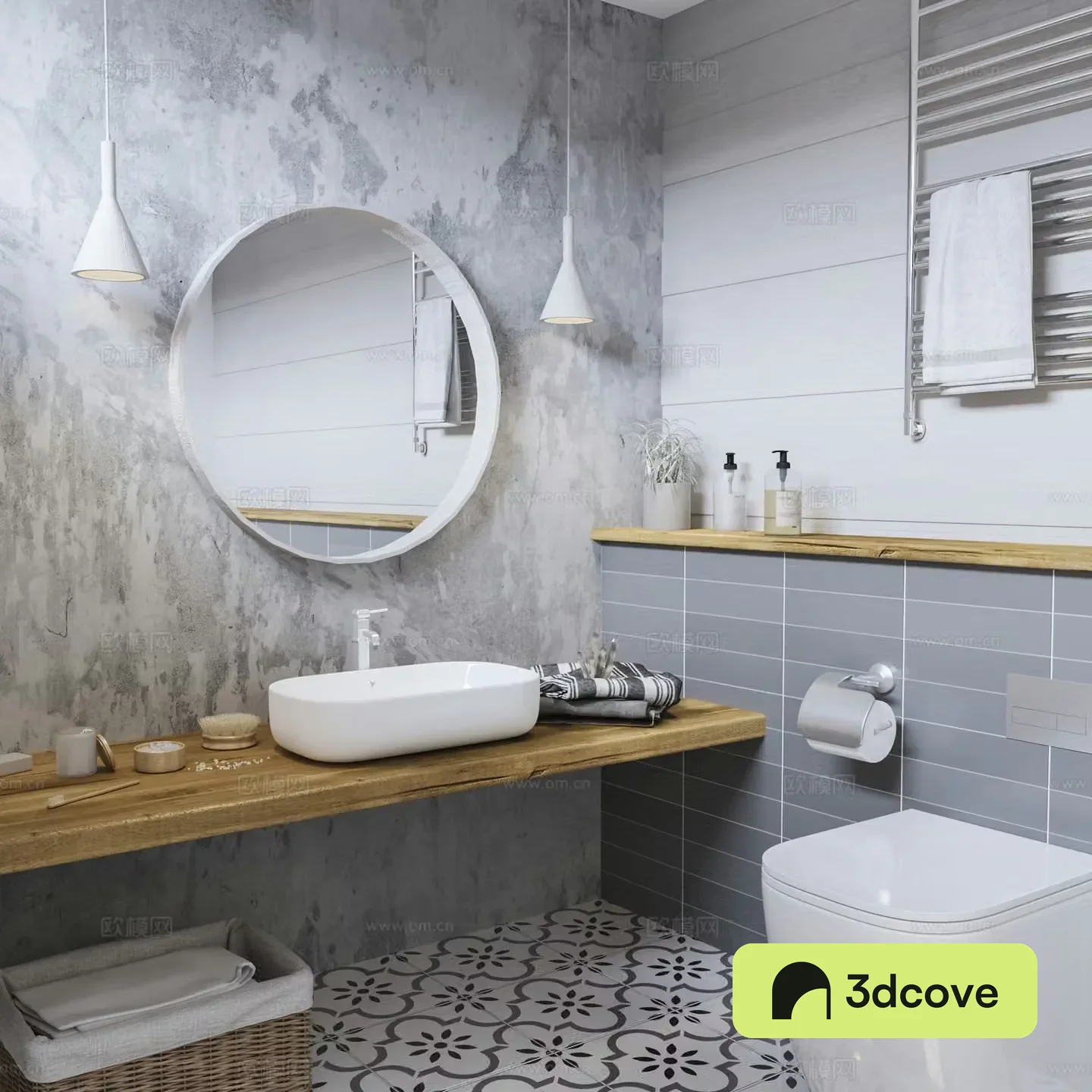 Modern Nordic bathroom Supplies Combination B&B Bathroom Minimalist bathroom Off-white