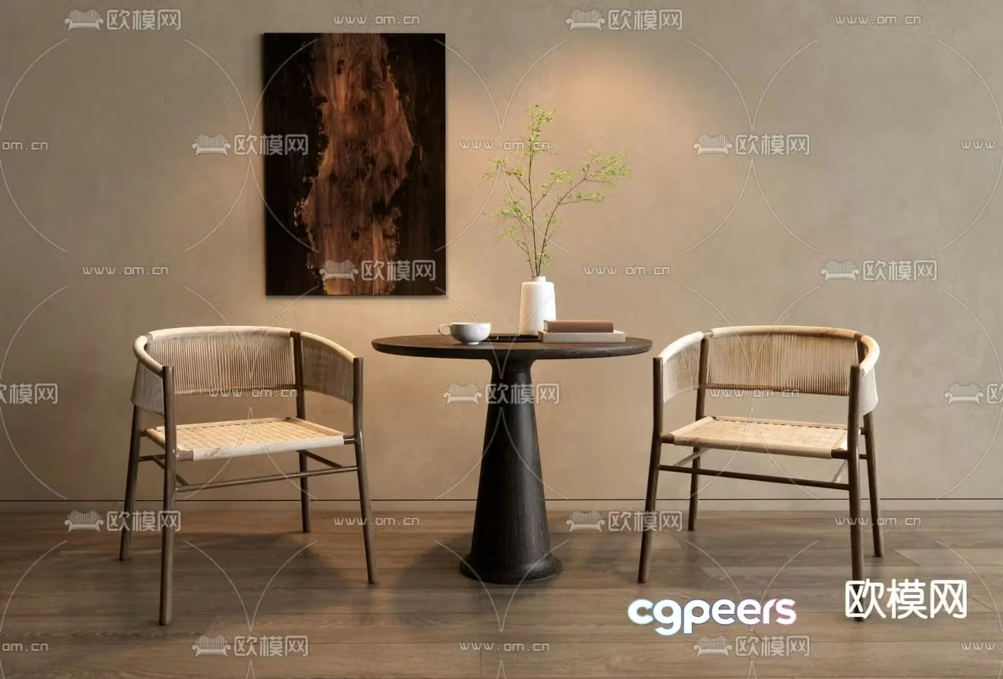 Wabi Sabi leisure table and chairs 3d model